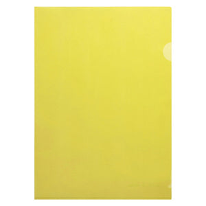 Marbig A4 yellow letter file front view showing top and side openings on white background