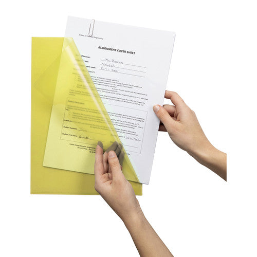 Box of 100 Marbig A4 yellow letter files bulk pack for office filing
