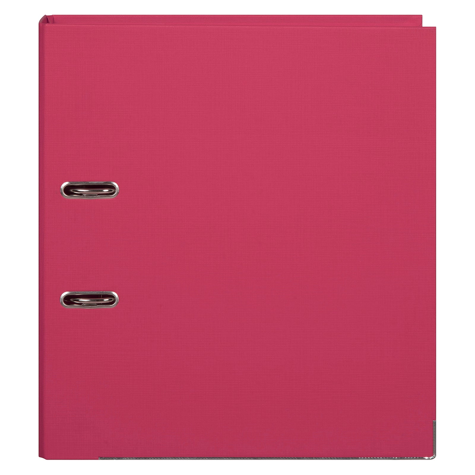 Front view of the Marbig Lever Arch File A4 PE Coral displaying the durable linen textured polyethylene cover, reinforced metal edges and premium construction for everyday office use.
