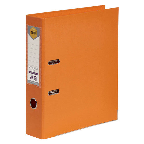 Marbig Lever Arch File PE Linen A4 Orange Pack of 10 - image 1