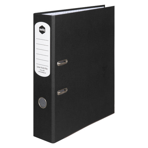 Marbig Lever Arch File Paper Spine Foolscap Black Box of 10 - image 1