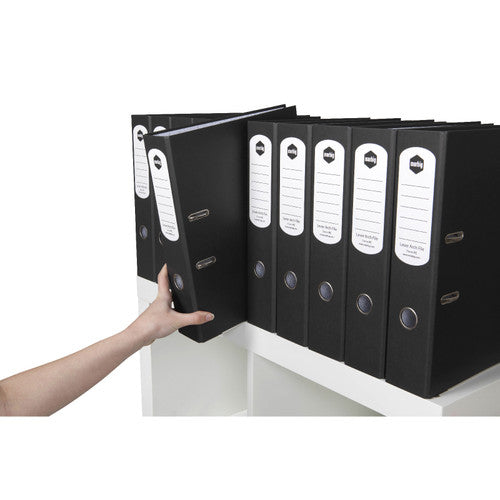 Marbig Lever Arch File Paper Spine Foolscap Black Box of 10 - image 2