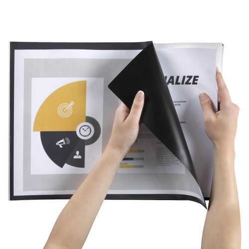 Marbig Non Refillable Display Book Insert Cover 20 Pocket Landscape A3 Black