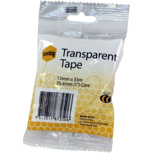 Marbig Office Tape 12mm x 33m 25.4mm Core Clear - image 1