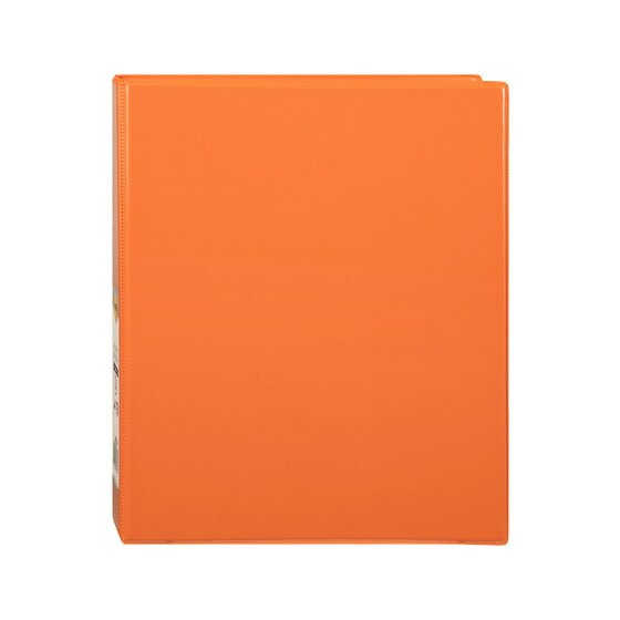 Orange Marbig Clearview insert binder front cover laid flat against a white background