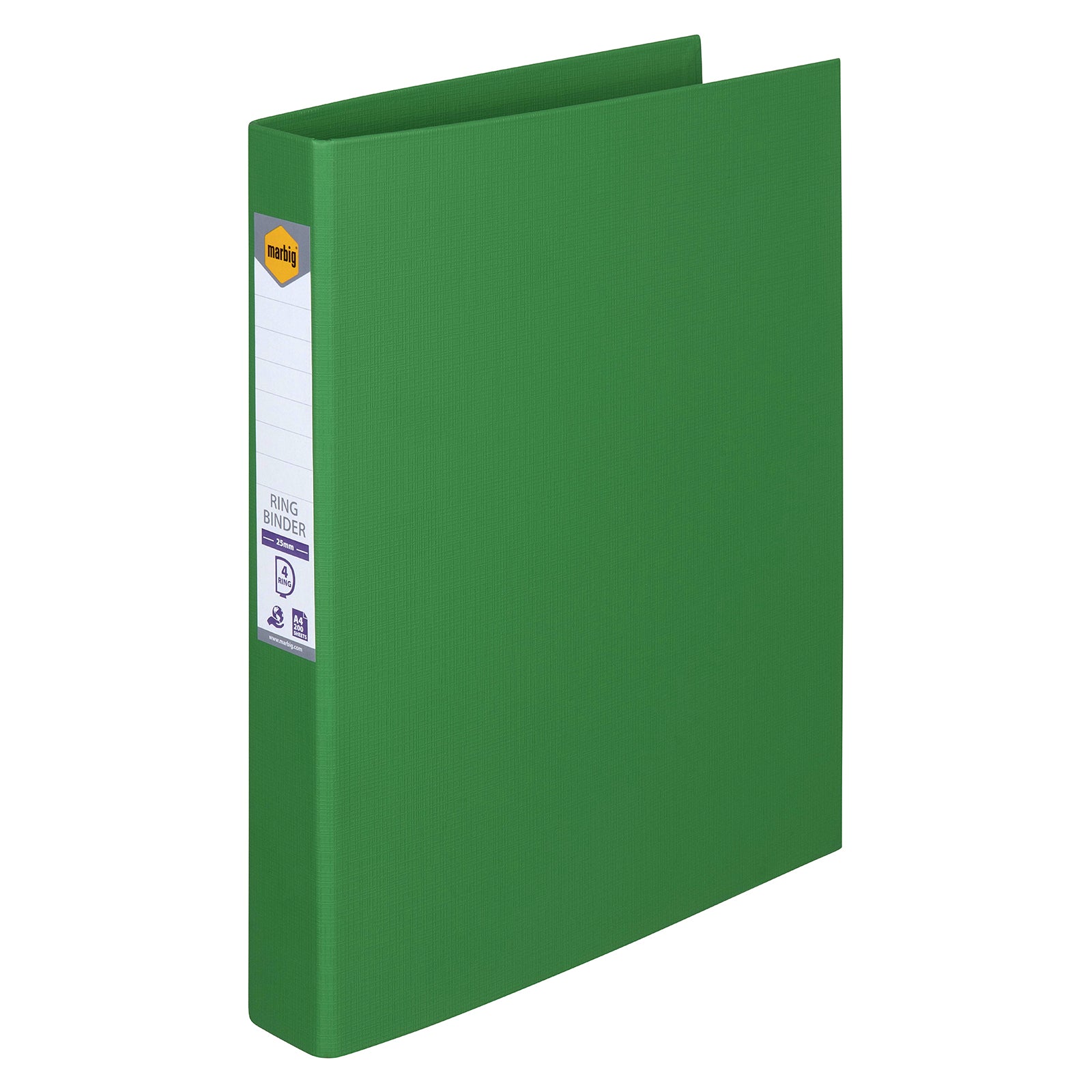 Marbig PE Linen Binder A4 4D Ring 25mm Green Box of 6 - image 1
