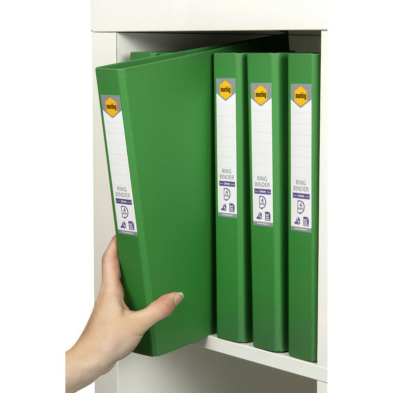 Marbig PE Linen Binder A4 4D Ring 25mm Green Box of 6 - image 4