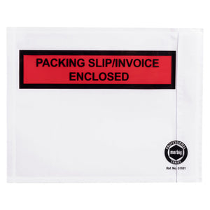 White Marbig Professional packaging envelope with Packing Slip/Invoice Enclosed printed in black on a red panel across the top