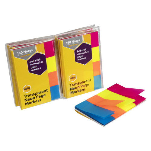 Marbig Page Markers 20 x 50mm Transparent Assorted
