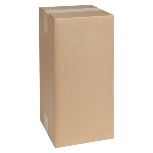 Tall Marbig Professional 51019 brown pallet carton, 185 x 185 x 400mm, standing assembled with a taped top seam on white