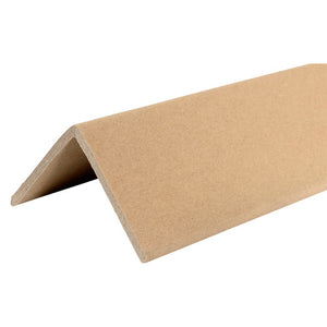 Single Marbig Professional brown pallet corner strip lying on its edges, showing the 60 x 60mm angle and the layered board at the cut end