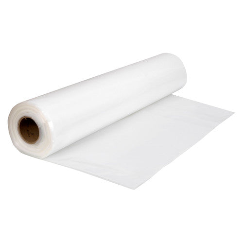 Marbig Professional 51058 roll of clear cast machine stretch film on a cardboard core, with a length of film unrolled across a white background
