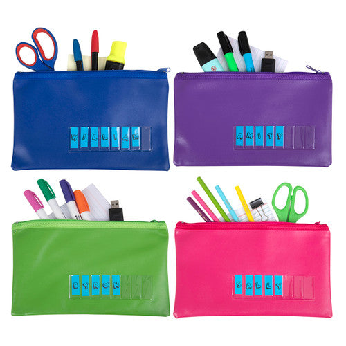 Marbig Pencil Case Name Small 225 x 140mm Summer Colours Assorted Box of 12