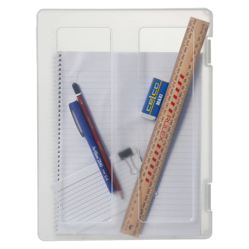 Marbig Plastic File Case A4 with Clip Label Clear