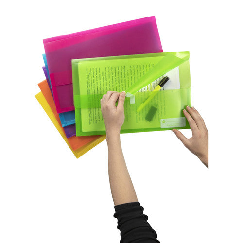 Marbig Polypick Document Wallet Foolscap Assorted Pack of 12