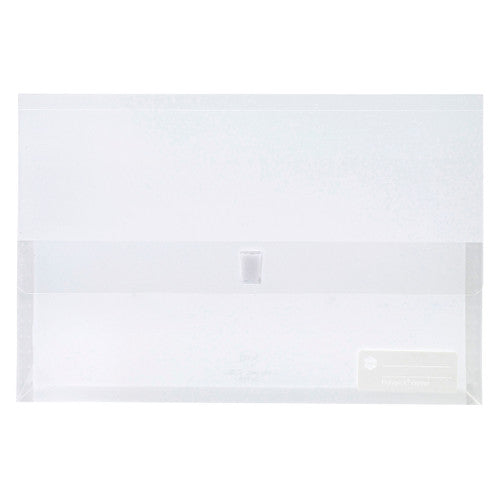 Marbig Polypick Document Wallet Foolscap in clear polypropylene shown from the front on a white background