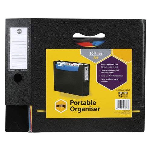 Marbig Portable Organiser File with Tabs A4 Black