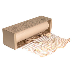 Marbig Professional 50993 honeycomb paper roll in a brown dispenser box, with a length of brown honeycomb mesh drawn out of the front slot