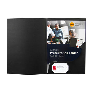 Marbig Professional Series A4 Presentation Folder Matte Black Pack of 20 - image 1