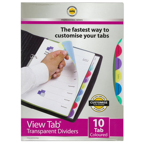 Earlier Marbig Professional Series View Tab 10 Tab Coloured pack headed The fastest way to customise your tabs