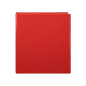 Red Marbig Clearview A4 insert binder photographed flat from the front, clear overlay edges just visible