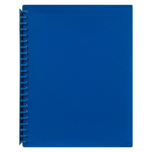 Marbig Refillable Display Book 20 Pocket A4 in blue shown closed from front