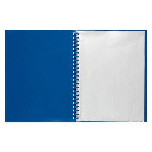 Open display book showing clear A4 pockets holding documents
