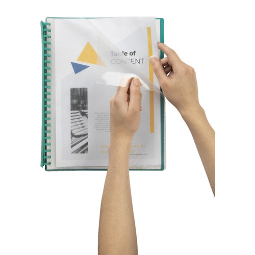 Marbig Refillable Display Book 20 Pocket A4 Clear Green