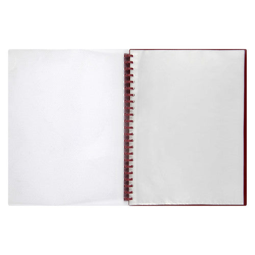 Marbig Refillable Display Book 20 Pocket A4 Clear Maroon