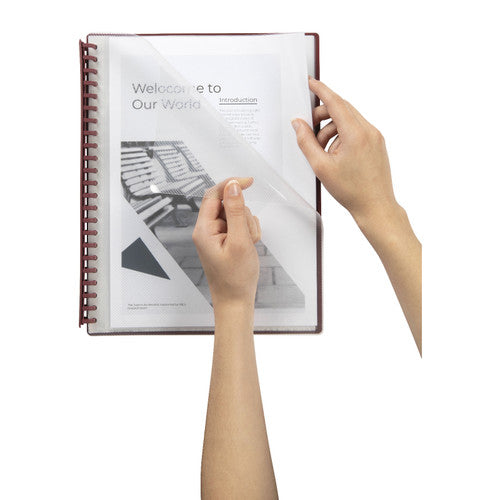 Marbig Refillable Display Book 20 Pocket A4 Clear Maroon