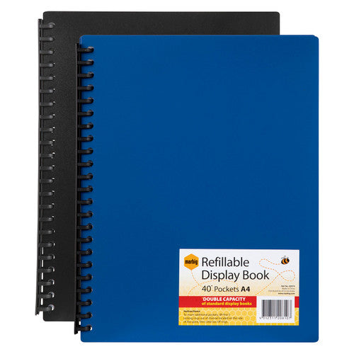 Marbig Refillable Display Book 40 Pocket A4 Assorted Pack of 12