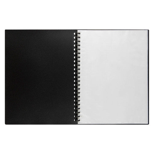 Marbig Refillable Display Book with Insert Cover 20 Pocket A4 Black