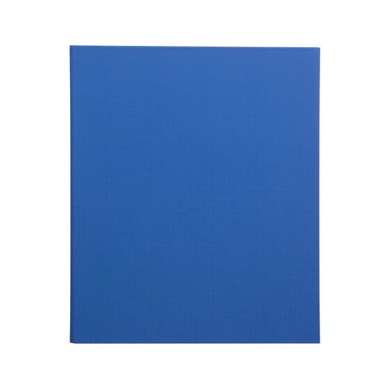 Front of the marine blue Marbig 25mm polyethylene binder showing its woven cover texture