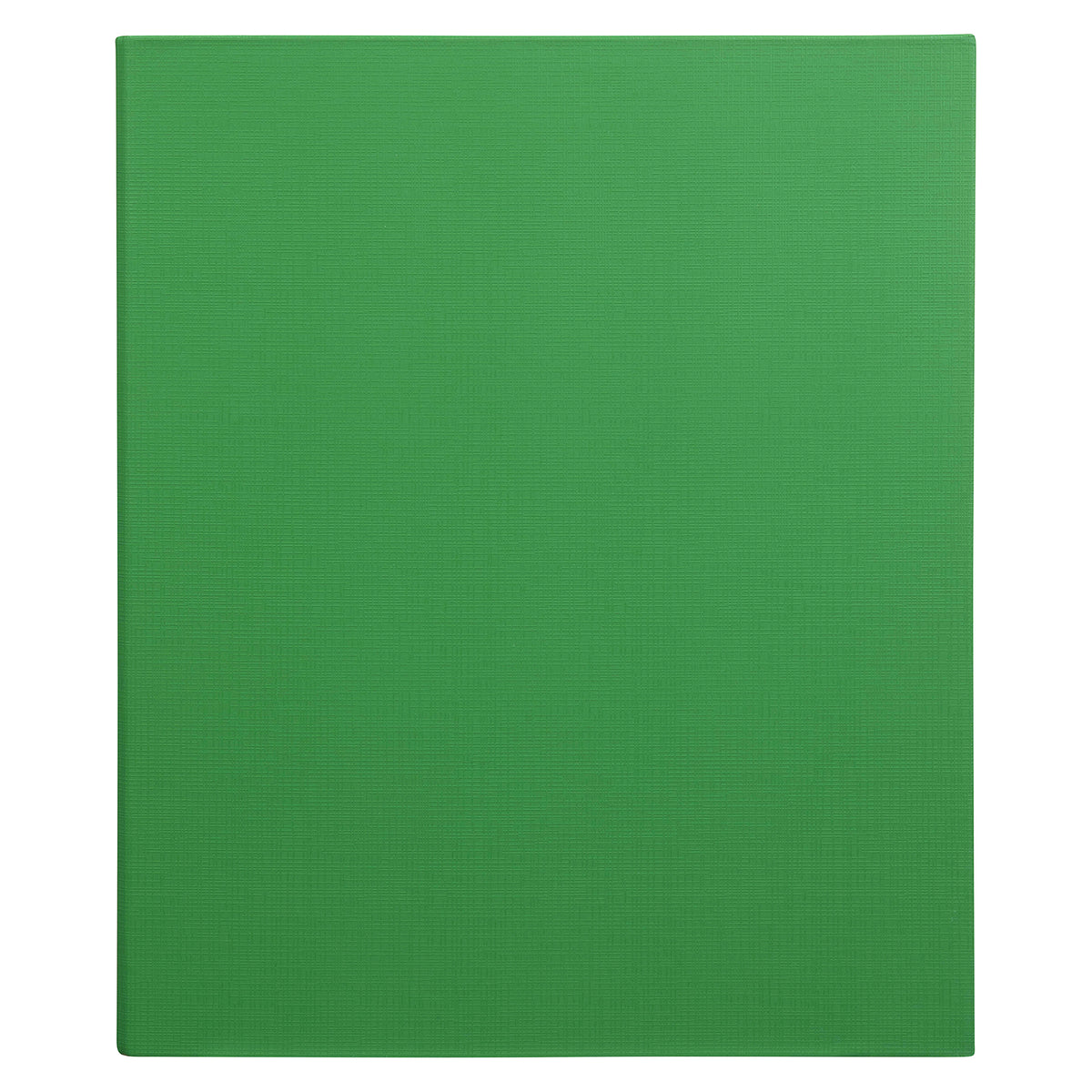 Front cover of the green Marbig 25mm four ring binder with a fine woven texture across the surface