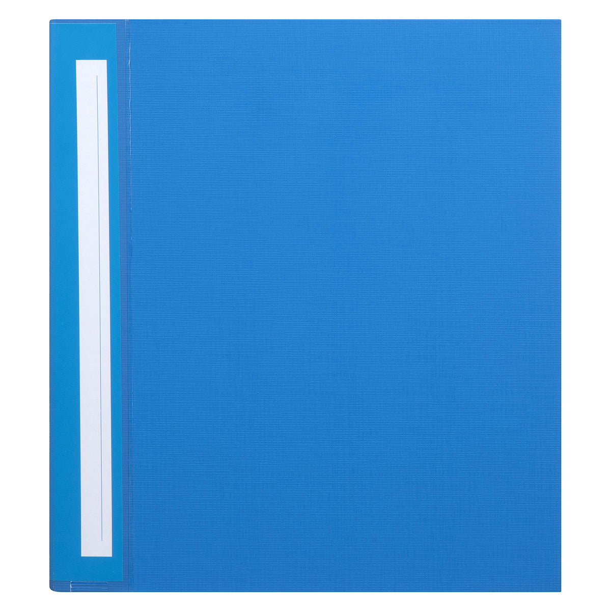 Front of the blue Marbig 5904001 Deluxe binder, textured blue cover with a long white label strip running beside the spine