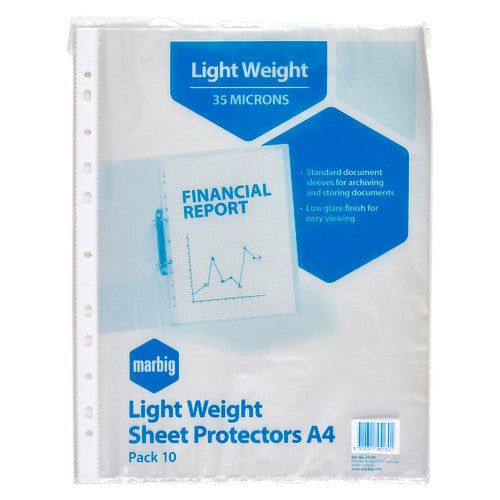 Marbig Sheet Protectors Lightweight A4 Clear Pack of 10