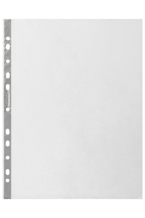 Marbig Sheet Protectors Medium Weight A4 Silver Strip Clear Box of 100
