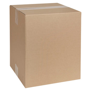 Marbig Professional 51028 tall brown shipping carton with a square base, 255 x 255 x 305mm, standing upright and sealed with clear tape