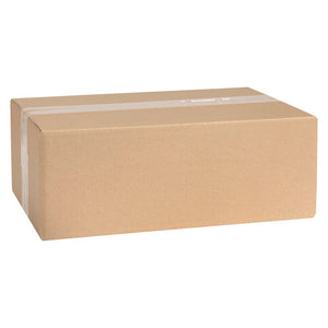 Slim Marbig Professional brown shipping carton, 310 x 215 x 110mm, single wall board folded into shape with clear tape over the lid seam and end