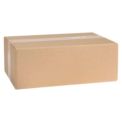 Slim Marbig Professional brown shipping carton, 310 x 215 x 110mm, single wall board folded into shape with clear tape over the lid seam and end