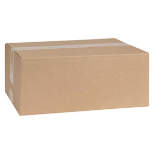 Low profile Marbig Professional shipping carton, 310 x 225 x 125mm, brown single wall board, assembled and taped shut along the top seam