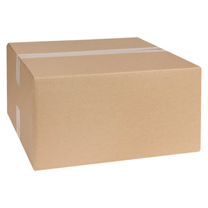 Marbig Professional 51037 wide shallow brown shipping carton, 355 x 355 x 180mm, sealed with clear packing tape along the top seam