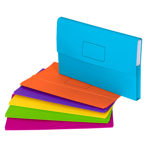 Marbig Slimpick Document Wallet Foolscap Brights Assorted Pack of 10