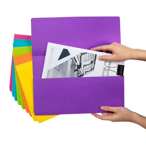 Marbig Slimpick Document Wallet Foolscap Brights Assorted Pack of 10