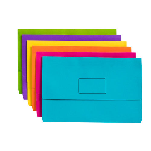 Marbig Slimpick Document Wallet Foolscap Brights Assorted Pack of 40