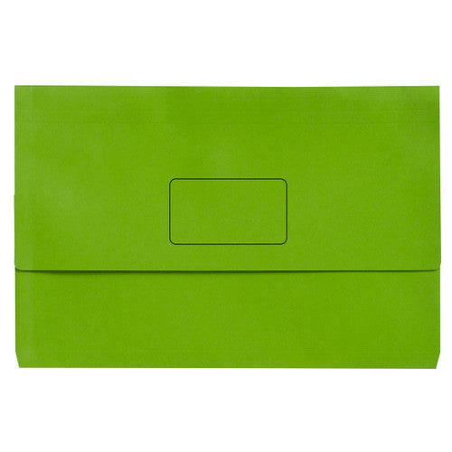 Marbig Slimpick Document Wallet Foolscap Brights Green Pack of 10
