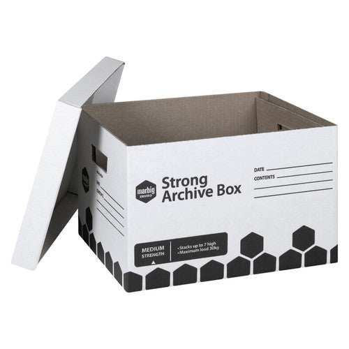 Marbig Strong Archive Box White Carton of 20