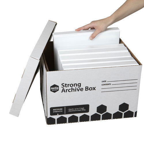 Marbig Strong Archive Box White Carton of 20