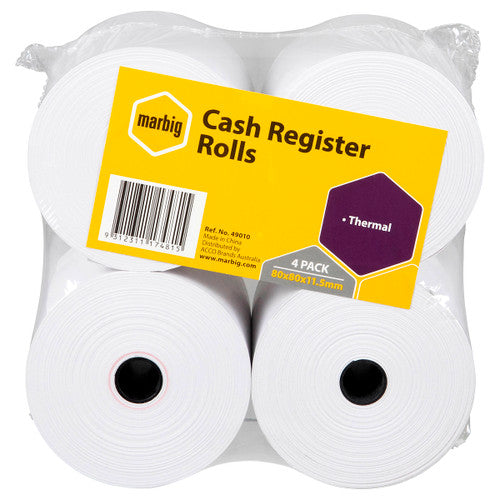 Marbig Thermal Cash Register Roll 80 x 80 x 11.5mm Pack of 4 - image 1