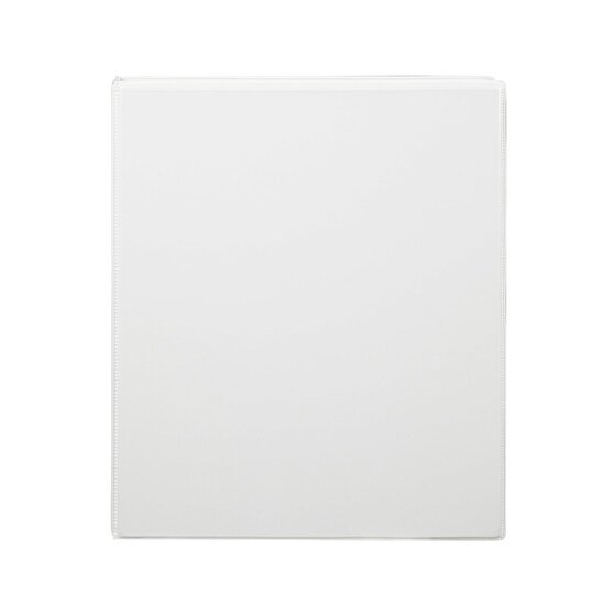 Front of a white Marbig Clearview A4 insert binder laid flat, with the clear overlay reaching to all four edges